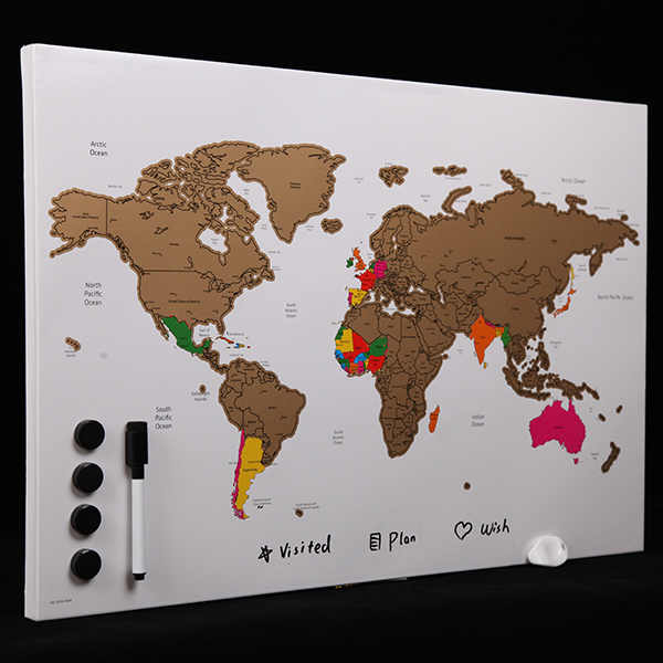 Magnetic World Map Scratch Whiteboard