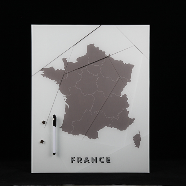 France Map Glass Whiteboard