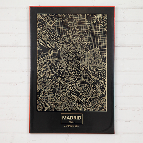 Frameless Madrid City Map Magnetic Board