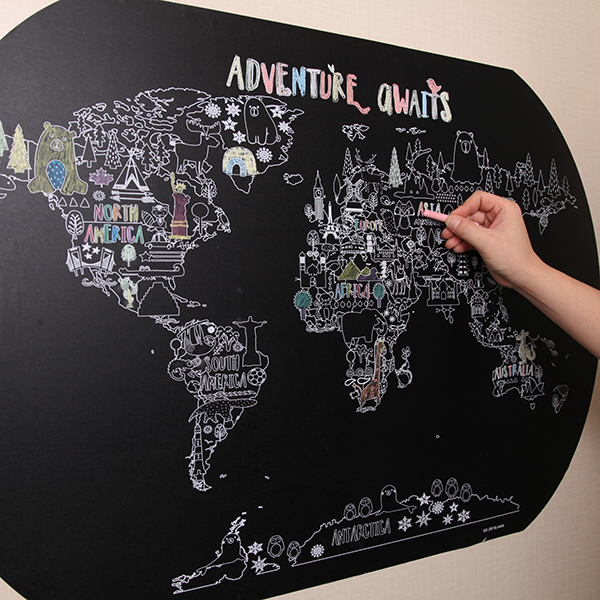 Coloring World Map Adventure Chalkboard Vinyl