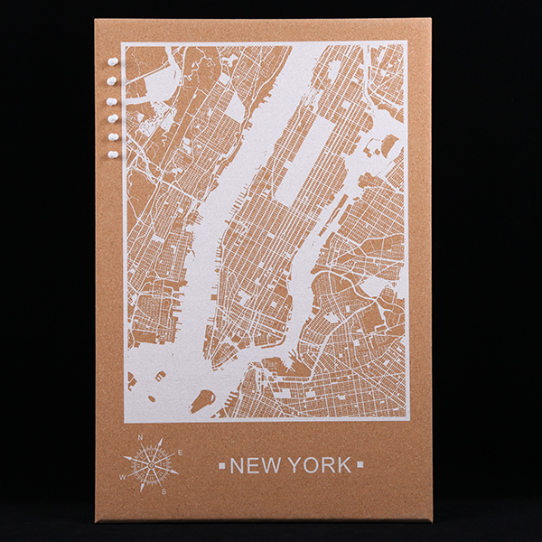 Frameless New York City Map Cork Board