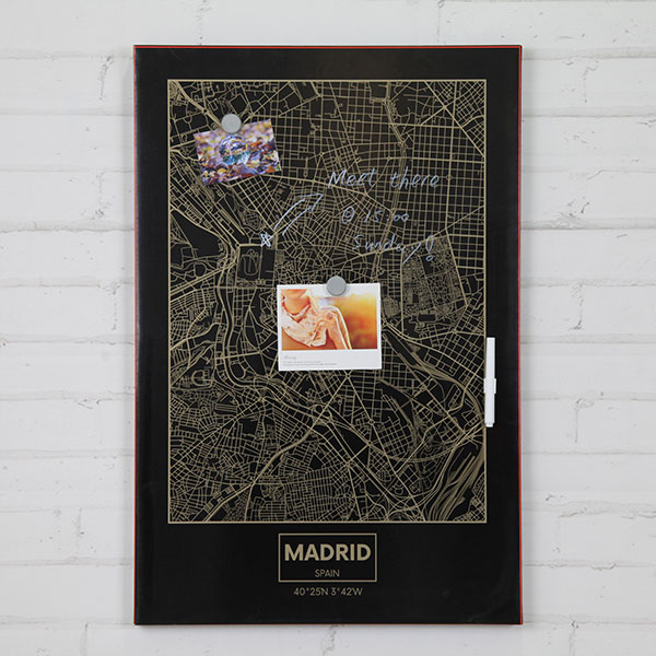 Frameless Madrid City Map Magnetic Board