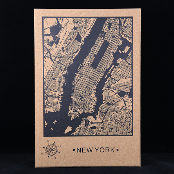 Frameless New York City Map Cork Board