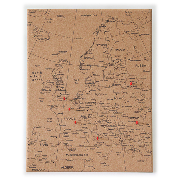 Continental Map Cork Board 