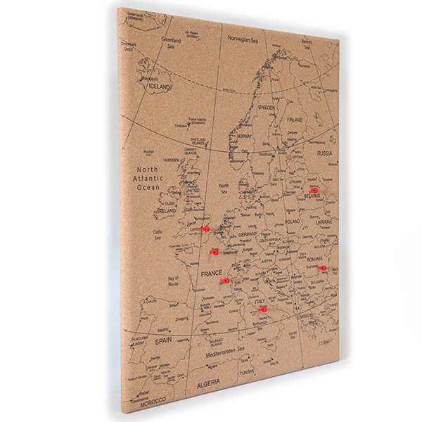 Continental Map Cork Board 