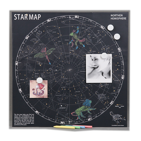 North Hemisphere Map Magnetic Board 