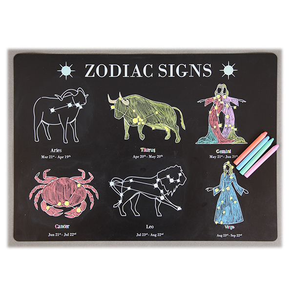 Zodiac Signs Doodle Chalkboard Placemats