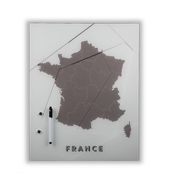 France Map Glass Whiteboard