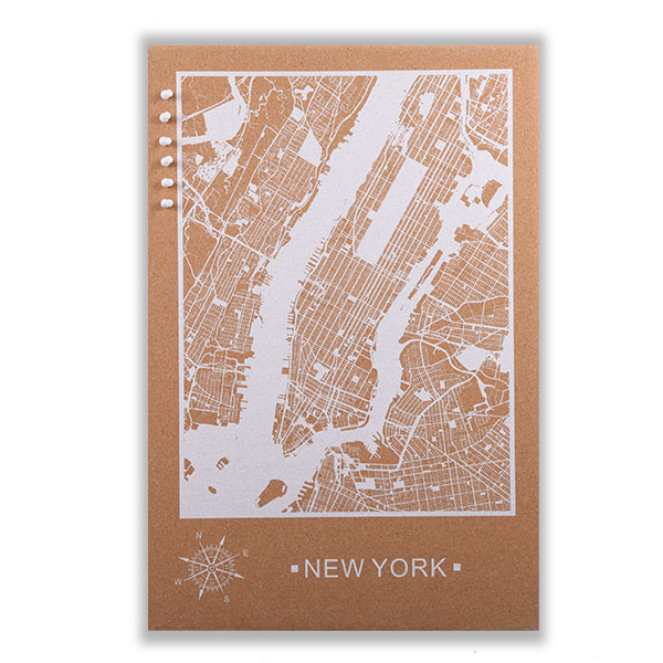 Frameless New York City Map Cork Board