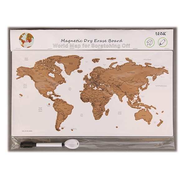 Magnetic Scratch Map Whiteboard For Fridge