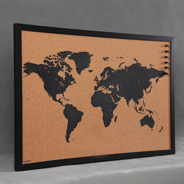 Framed World Map Pin Board