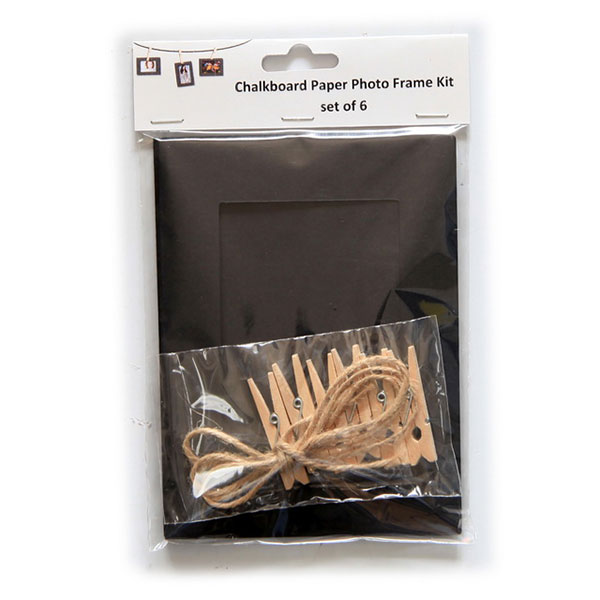 Pack 9 Paper Photo Frame with Wooden Clips and Jute Twine