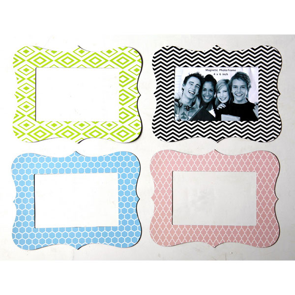 Pack 4 Magnetic Photo Frame with Geometric Pattern Border