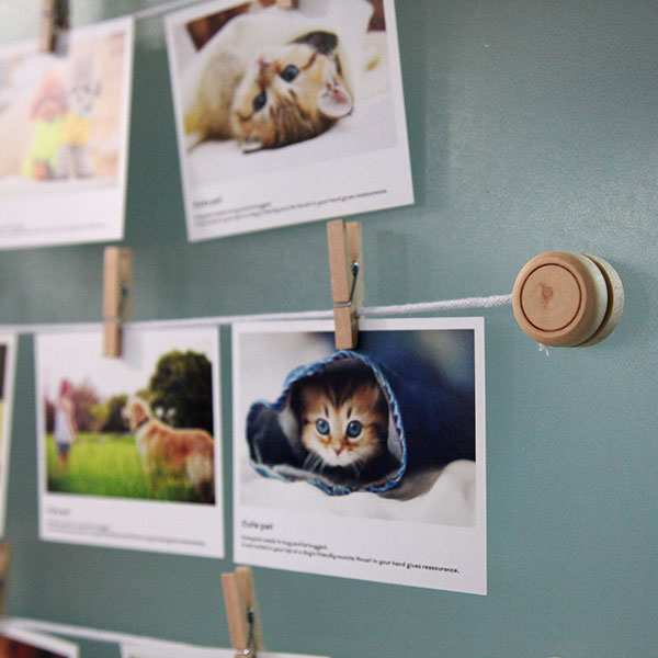 Wooden Blocks Photo Display With Strings and Clips