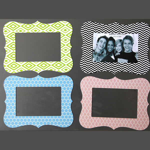 Pack 4 Magnetic Photo Frame with Geometric Pattern Border