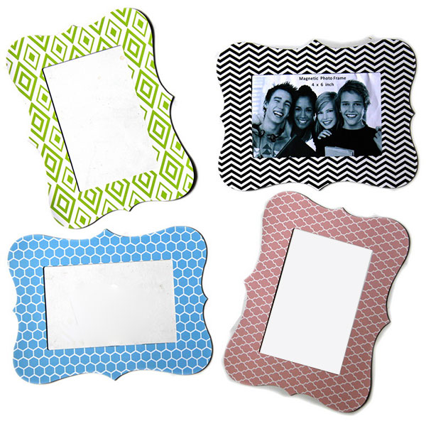 Pack 4 Magnetic Photo Frame with Geometric Pattern Border