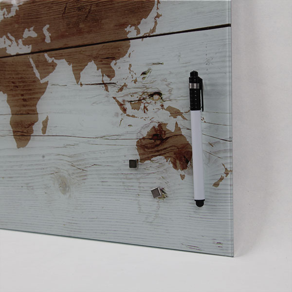 Magnetic World Map Glass Whiteboard 