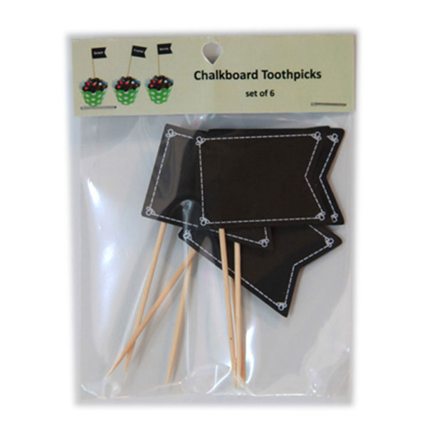 Chalkboard Paper Cake Topper Pick, Pack 6