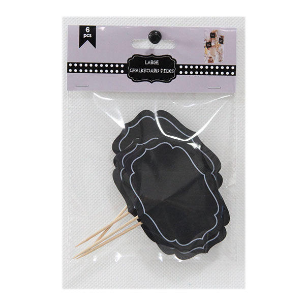 Chalkboard Paper Cake Topper Pick, Pack 6