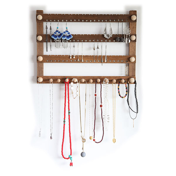 Wall Jewelry Organizer with Earring and Necklaces Holder
