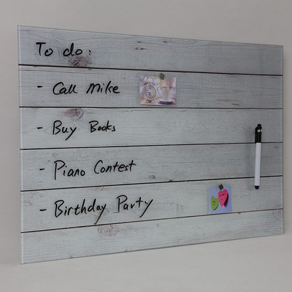 Wooden Plank Design Magnetic Glass Board
