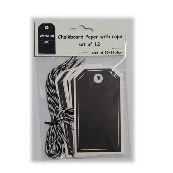 Chalkboard Gift Tags with String, Pack 12