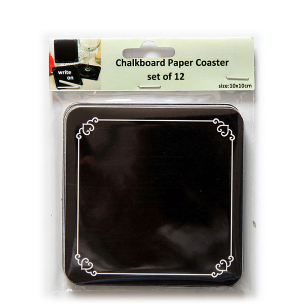 Chalkboard Paper Coasters, Pack 12