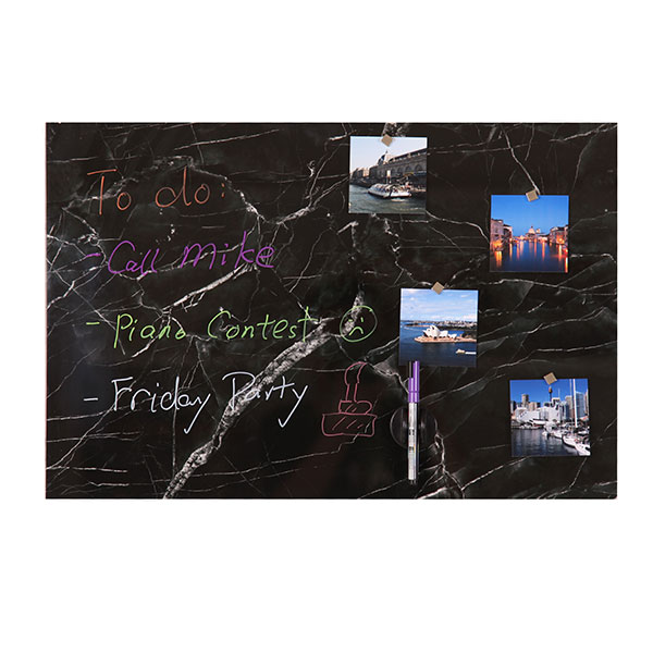 Black Marble Design Magnetic Glass Whiteboard