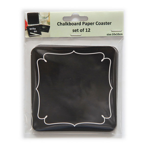 Chalkboard Paper Coasters, Pack 12
