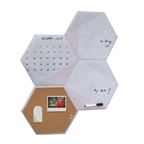 Hexagon Whiteboard Vinyl Cork Board Combo