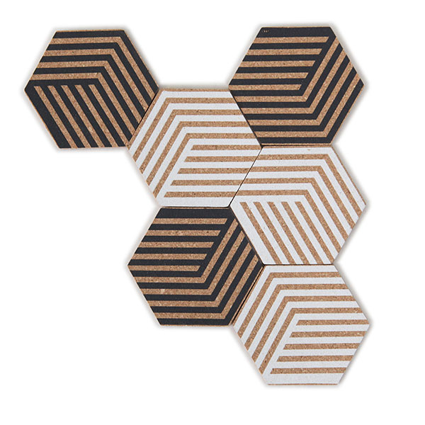 Hexagon Cork Coaster Set of 6 