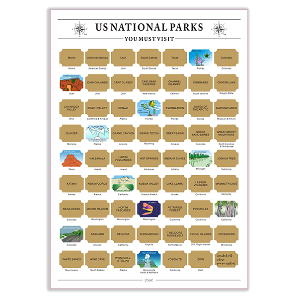 US National Parks Scratch Off Poster