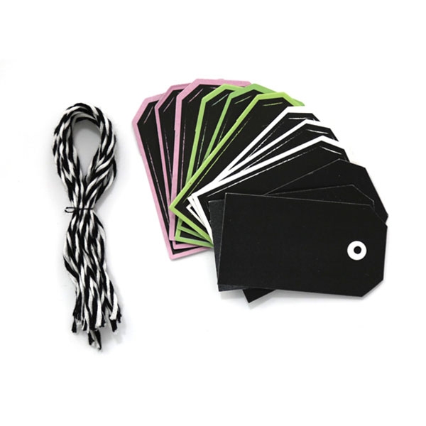 Chalkboard Paper Tags with String, Pack 12