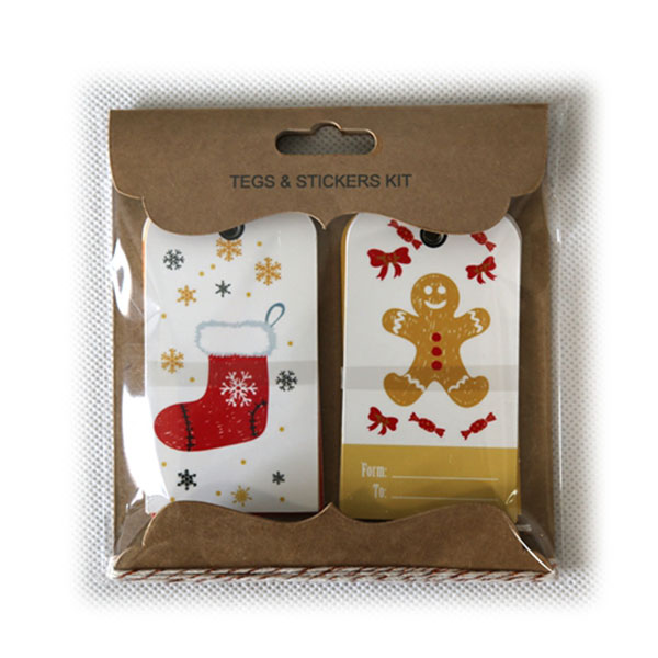 Christmas Paper Tags with String, Pack 12