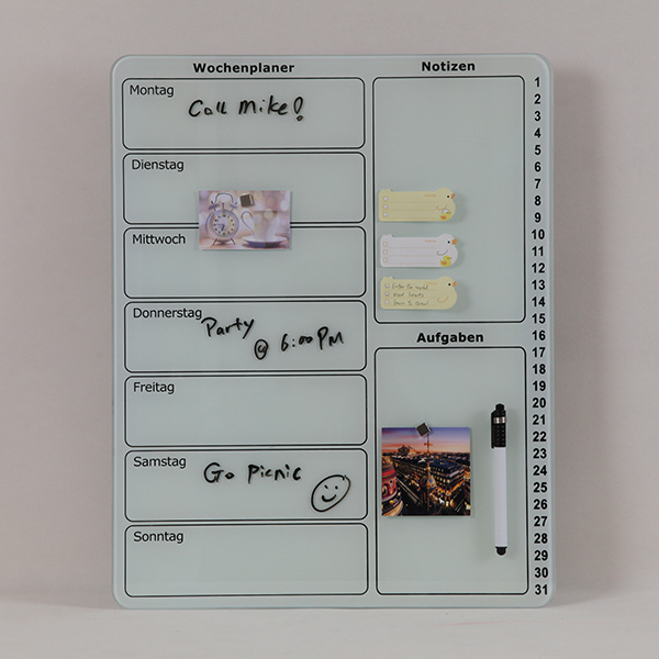 Magnetic Glass Board Weekly Planner