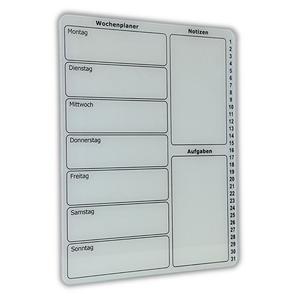 Magnetic Glass Board Weekly Planner