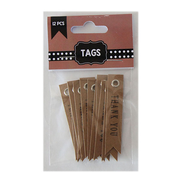THANK YOU Paper Tags with Metal Eyelet, Pack 12
