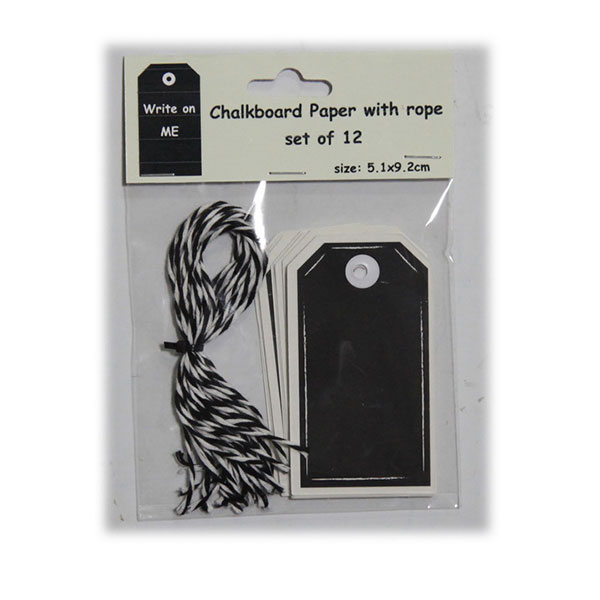 Chalkboard Paper Tags with String, Pack 12