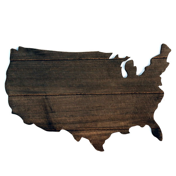 Unfinished Wooden Board for USA Map