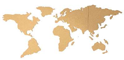 Adhesive Cork World Map