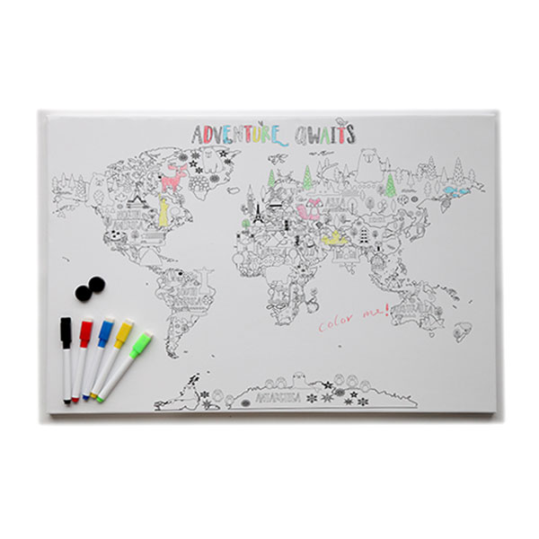 Coloring World Map Adventure Magnetic Whiteboard