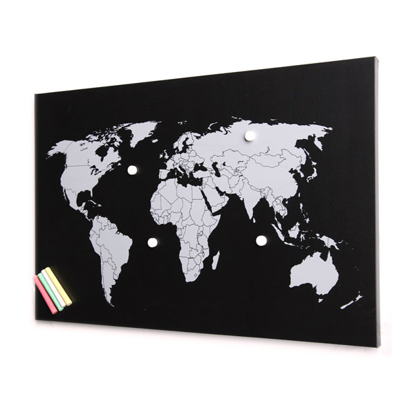 Magnetic World Map Frameless Chalkboard