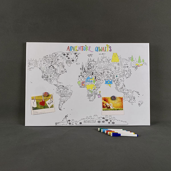 Coloring World Map Adventure Magnetic Whiteboard