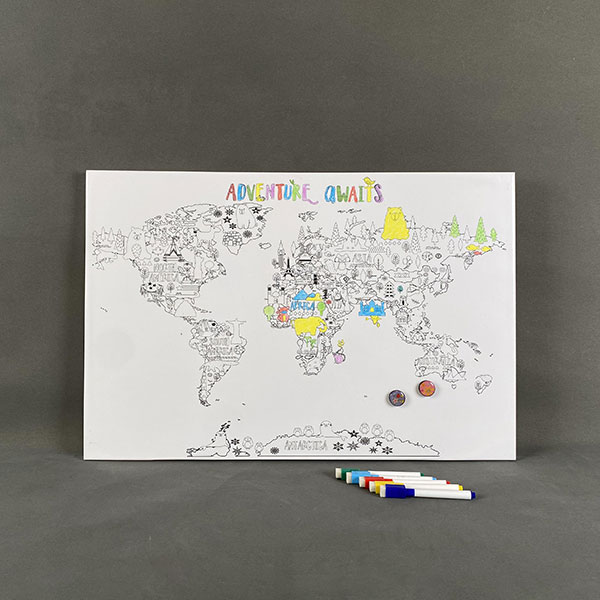 Coloring World Map Adventure Magnetic Whiteboard