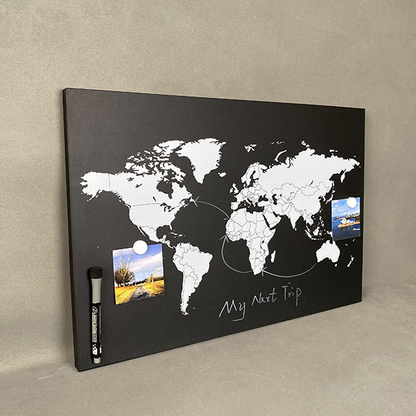 Magnetic World Map Frameless Chalkboard