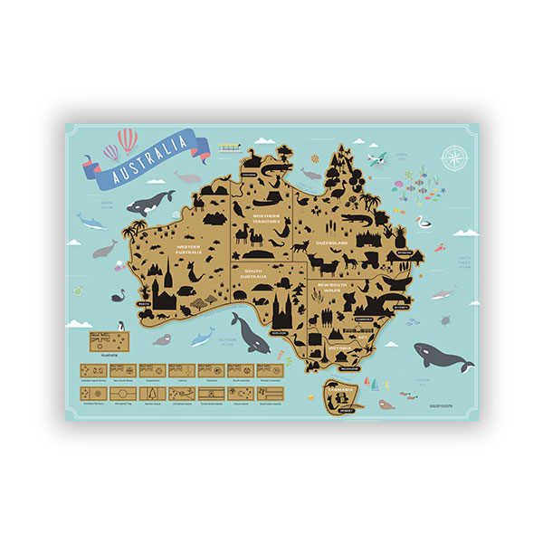 Australia Map Scratch Off Poster