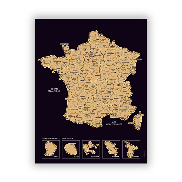 France Map Scratch Off Poster