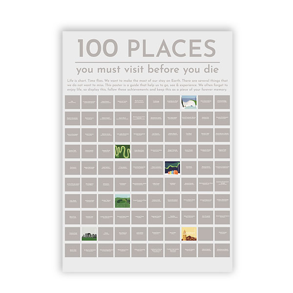 100 Places Scratch Off Poster