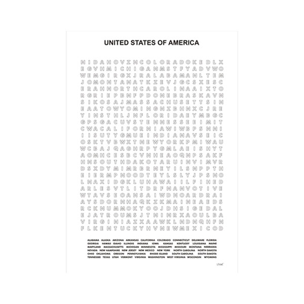 US States Word Search Puzzle Poster