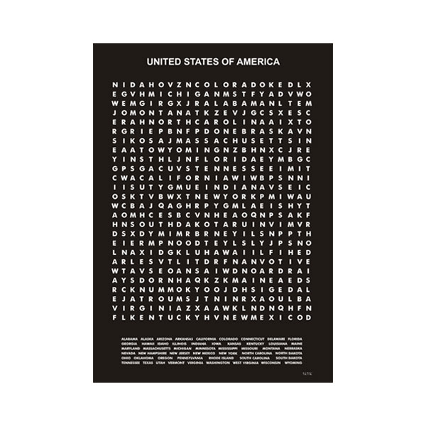 US States Word Search Puzzle Poster